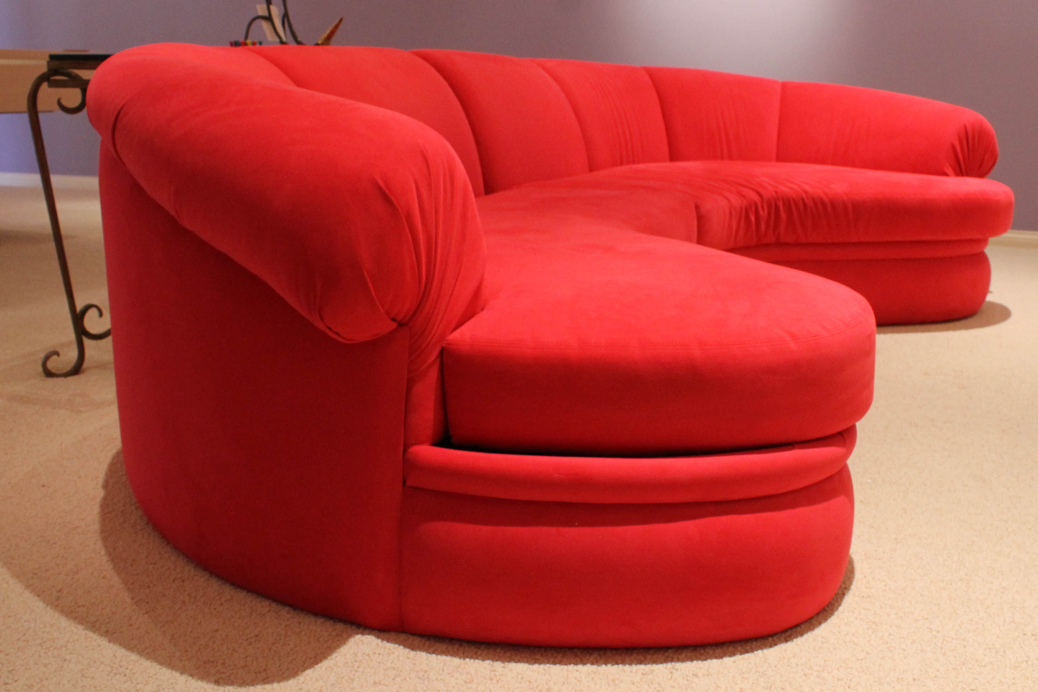 Red Microfiber Sectional Sofa.