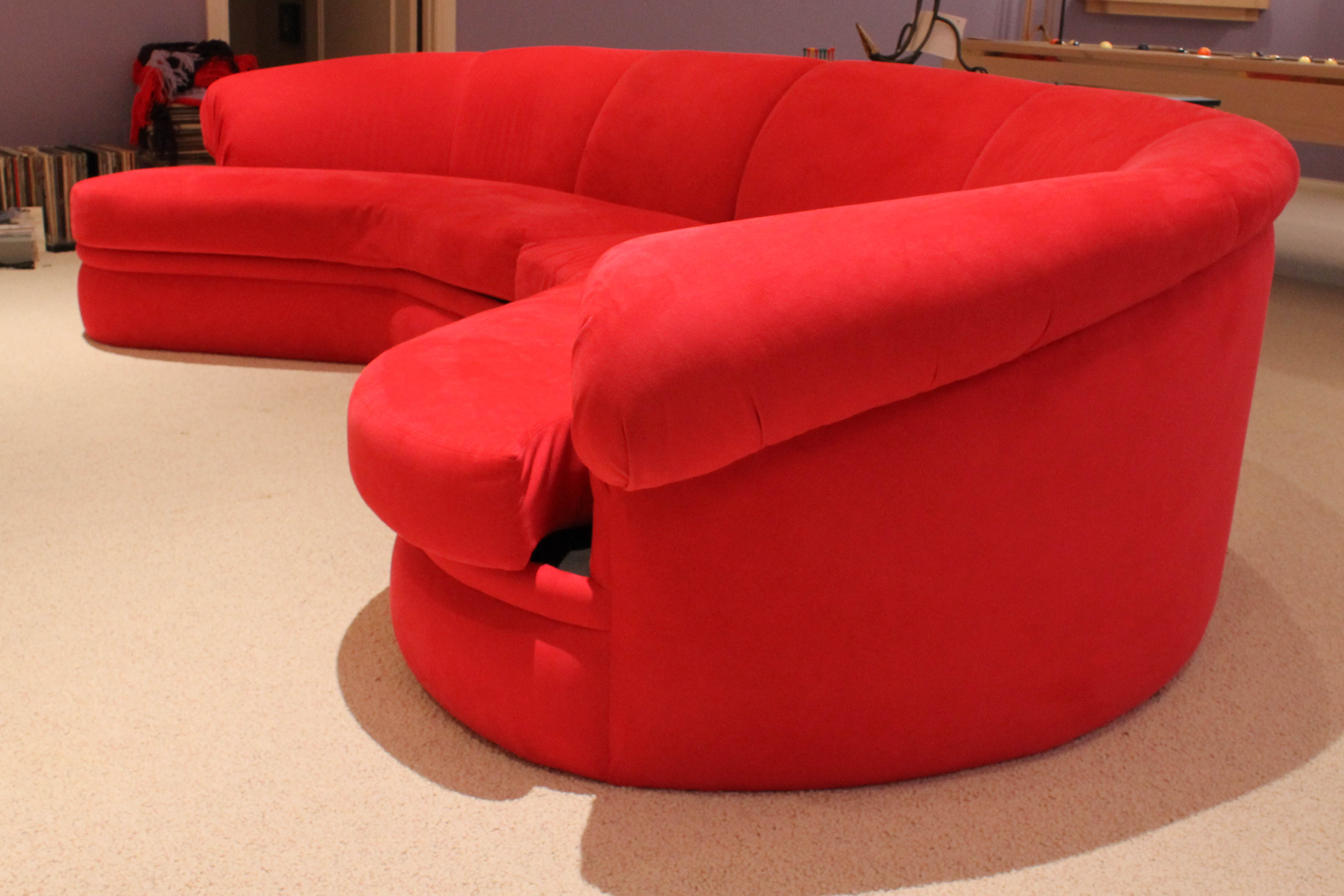 Red Microfiber Sectional Sofa.