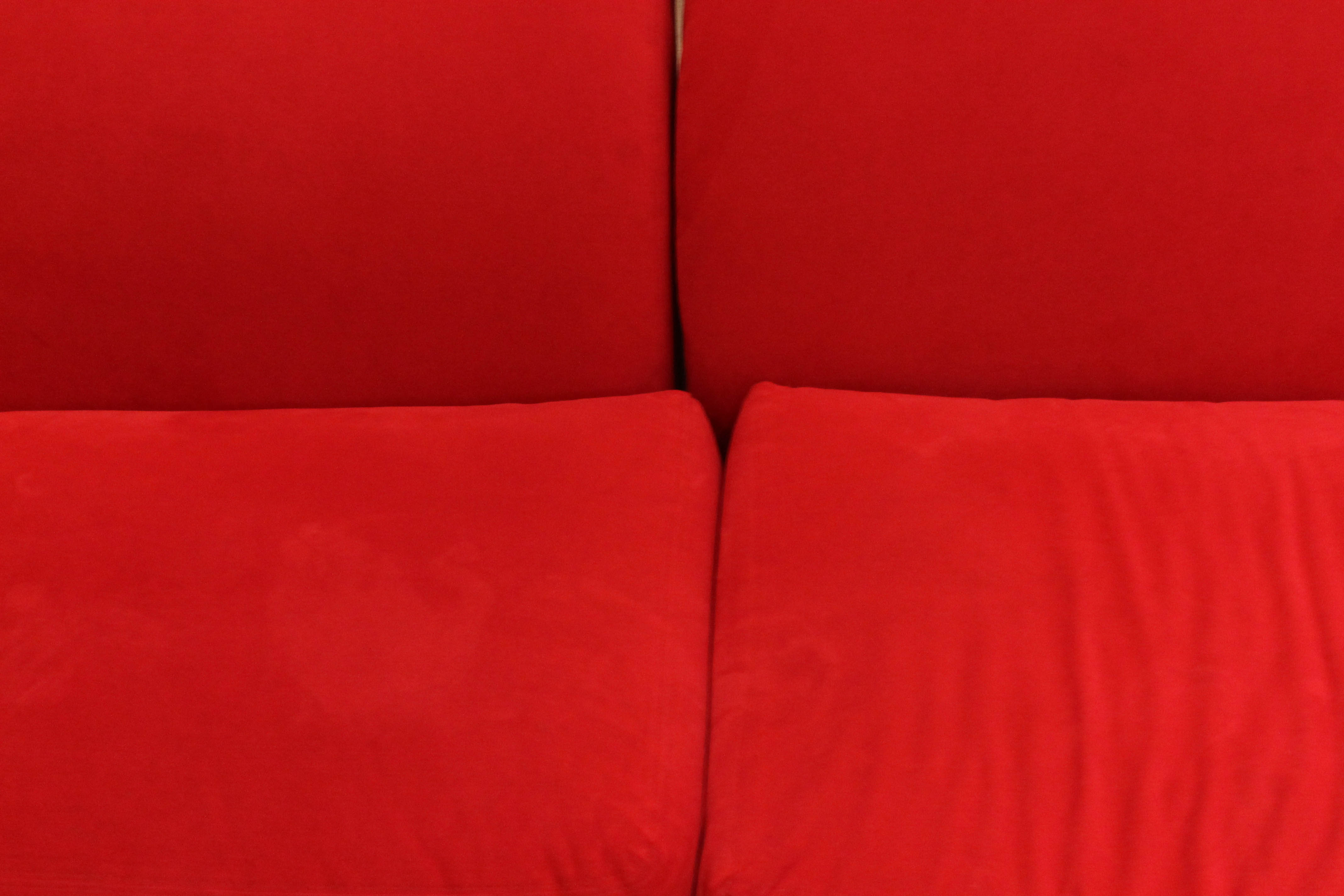 Red Microfiber Sectional Sofa.