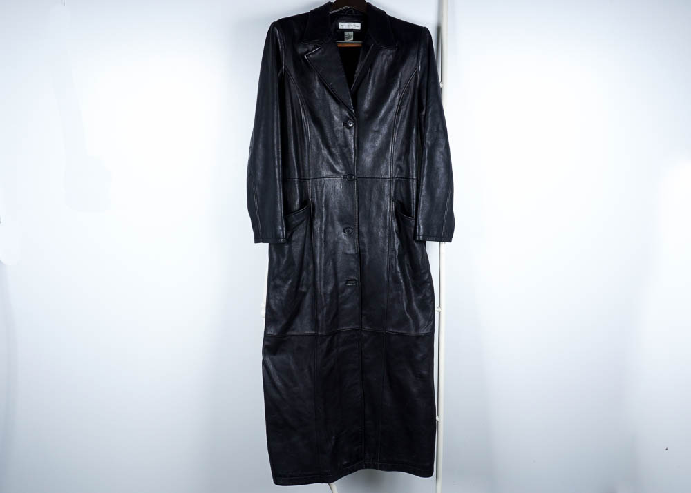 Preston & York Belted Black Lambskin Coat