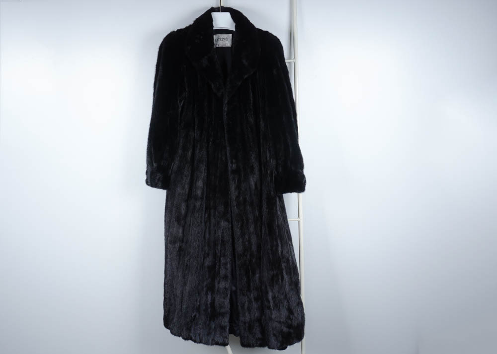 Black Full Length Mink Fur Coat