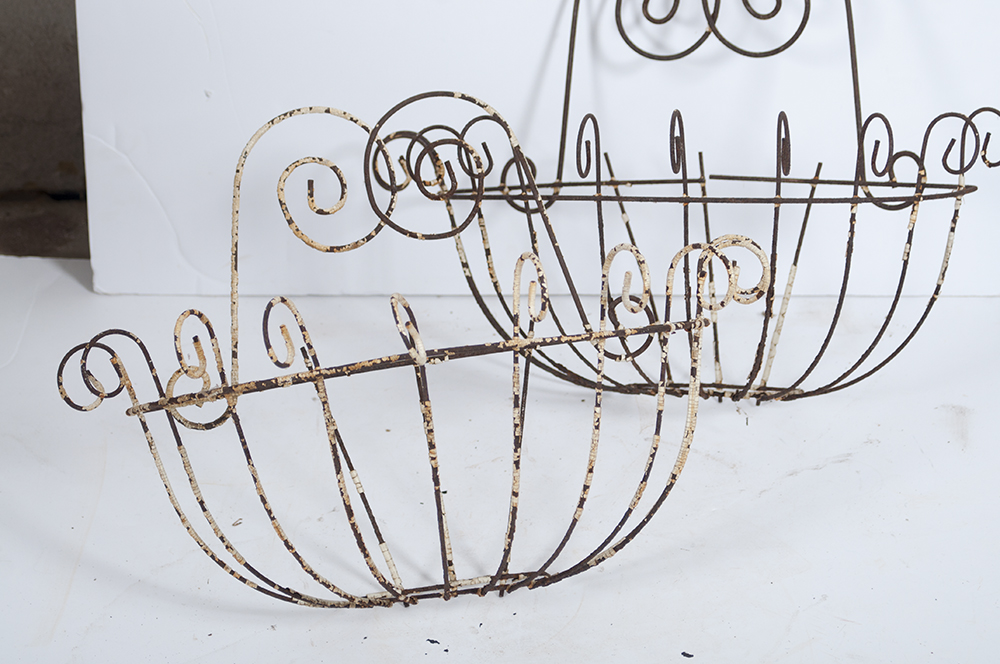 Pair of Wrought Iron Wall Baskets