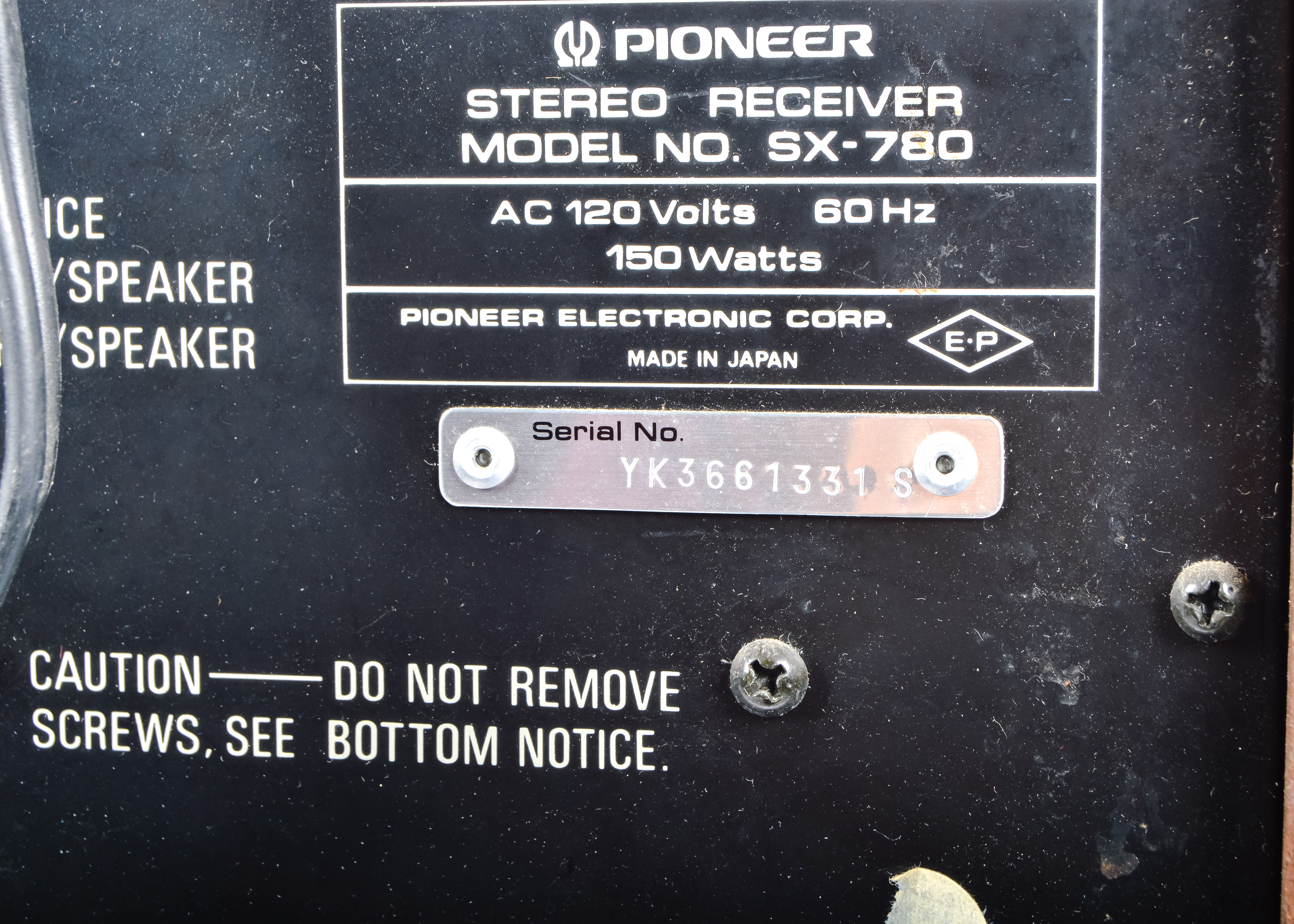 Pioneer SX-780 AM/FM Stereo Receiver