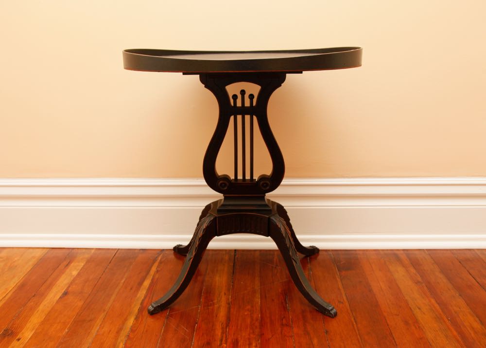 Vintage Lyre Duncan Phyfe Style Side Table