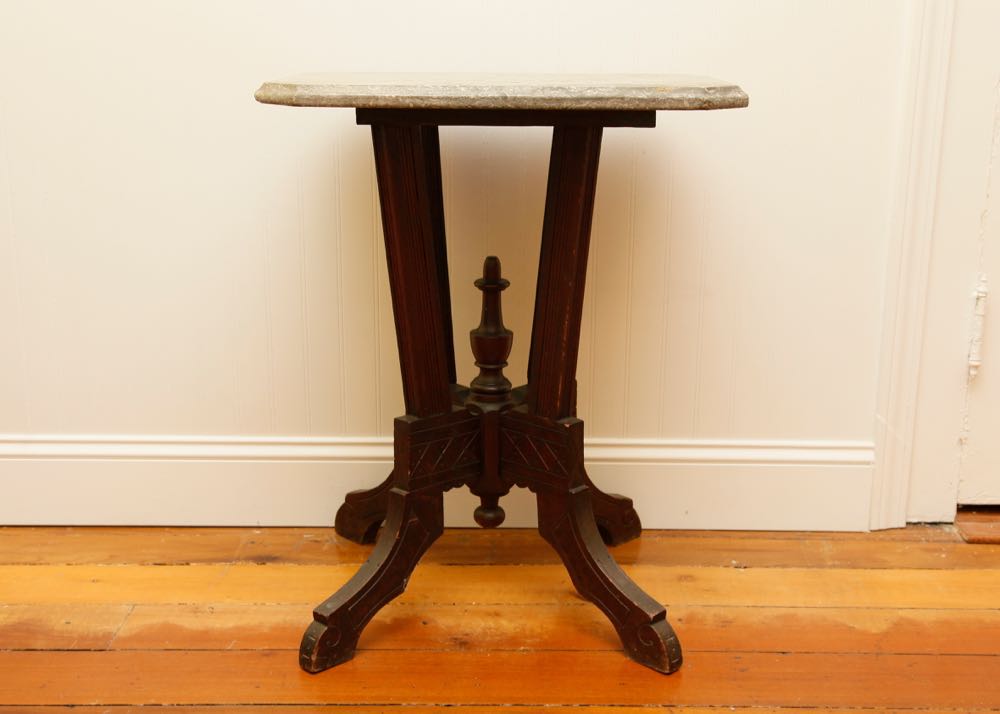 Eastlake Style Walnut and Marble Table
