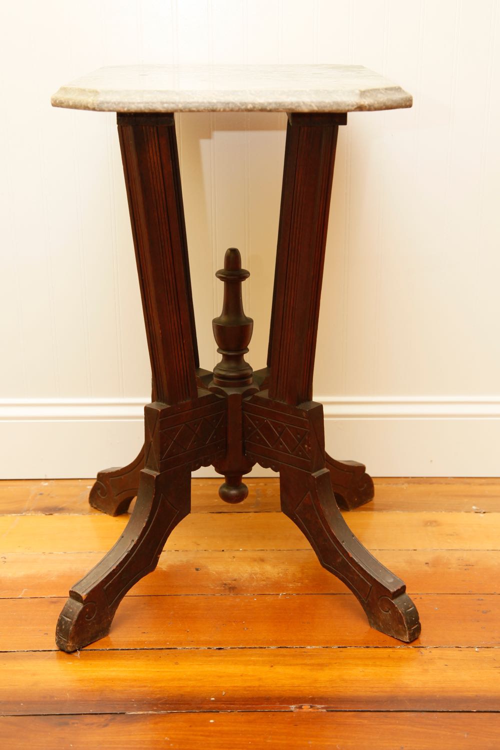 Eastlake Style Walnut and Marble Table