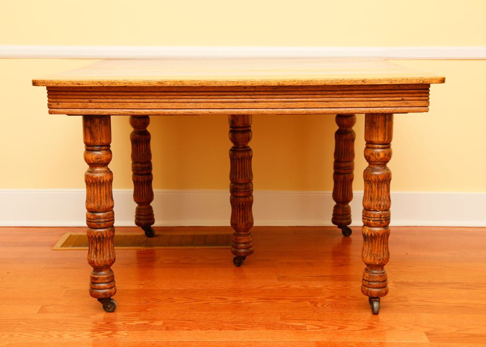 Five Leg Square Oak Table