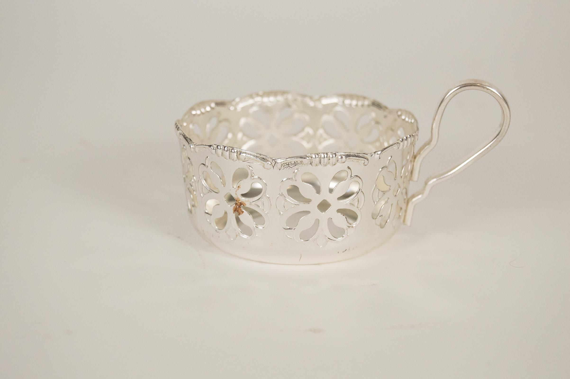 Glass and Metal Cup and Tray Set