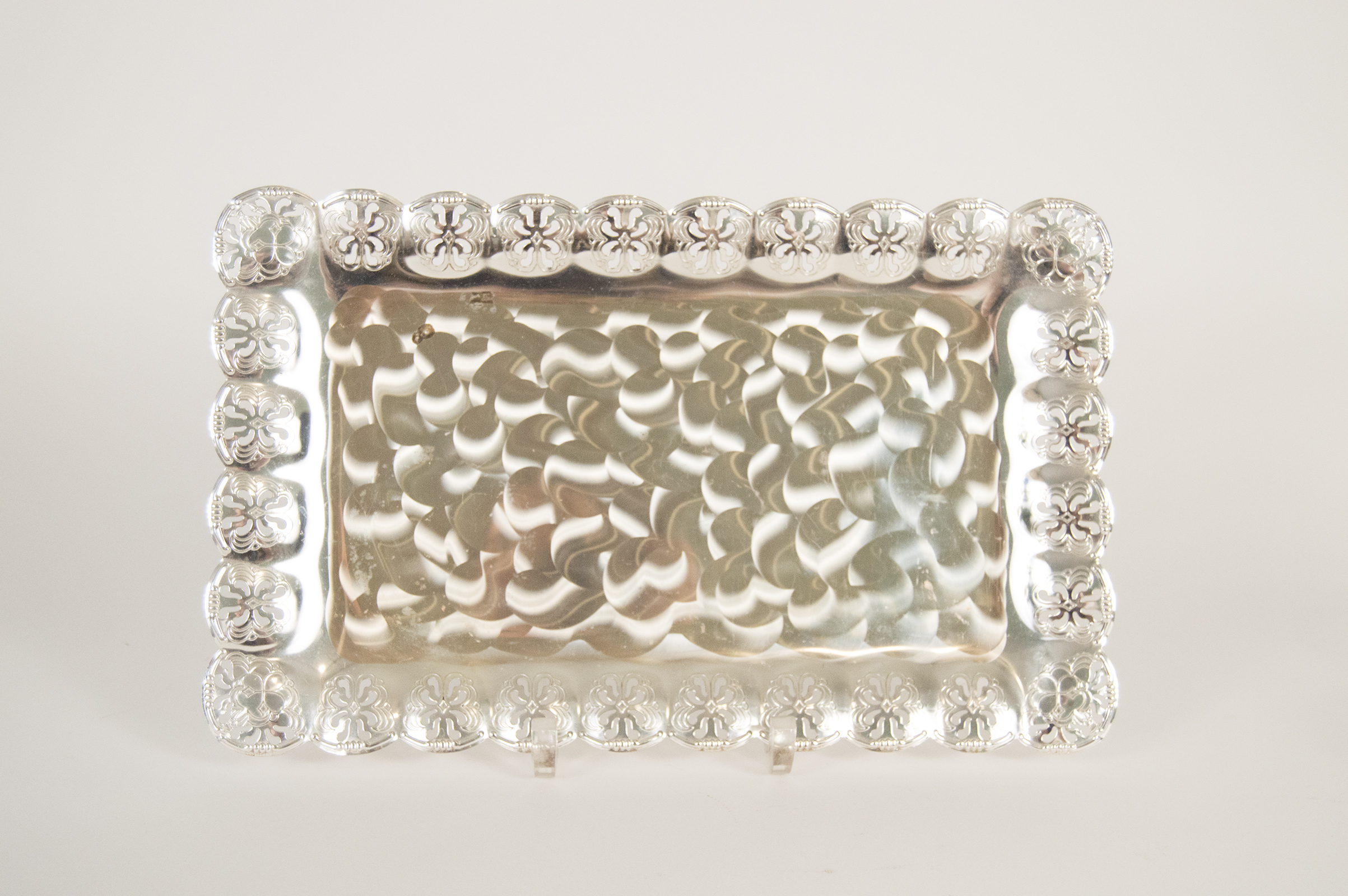 Glass and Metal Cup and Tray Set