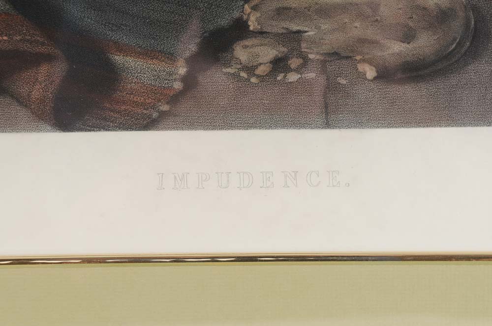 "Impudence" Framed Intaglio Art Print of Dog