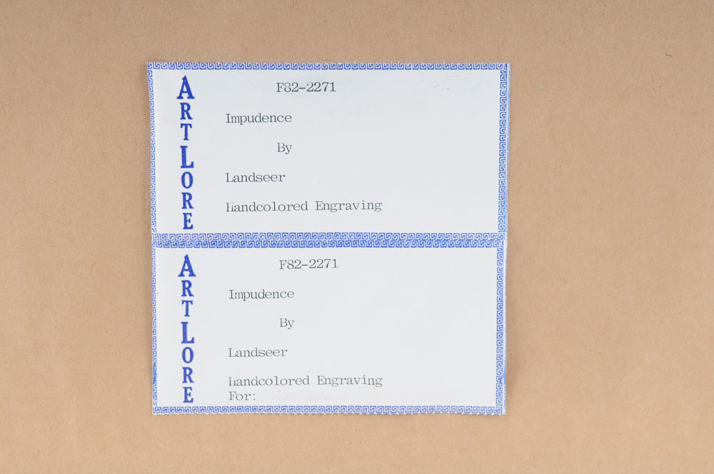 "Impudence" Framed Intaglio Art Print of Dog