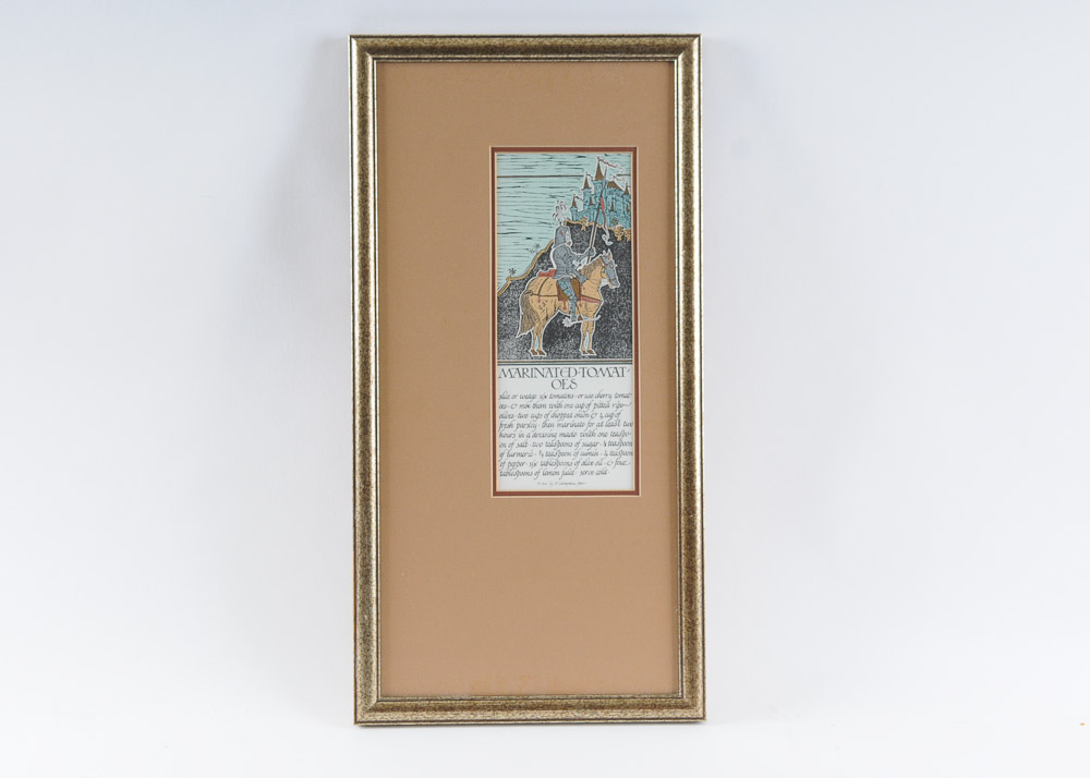 Framed "Marinated Tomatoes" Recipe Ephemera