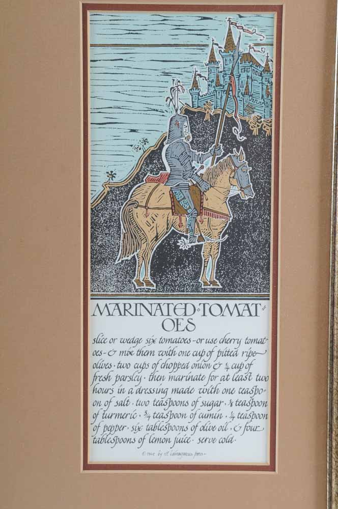 Framed "Marinated Tomatoes" Recipe Ephemera