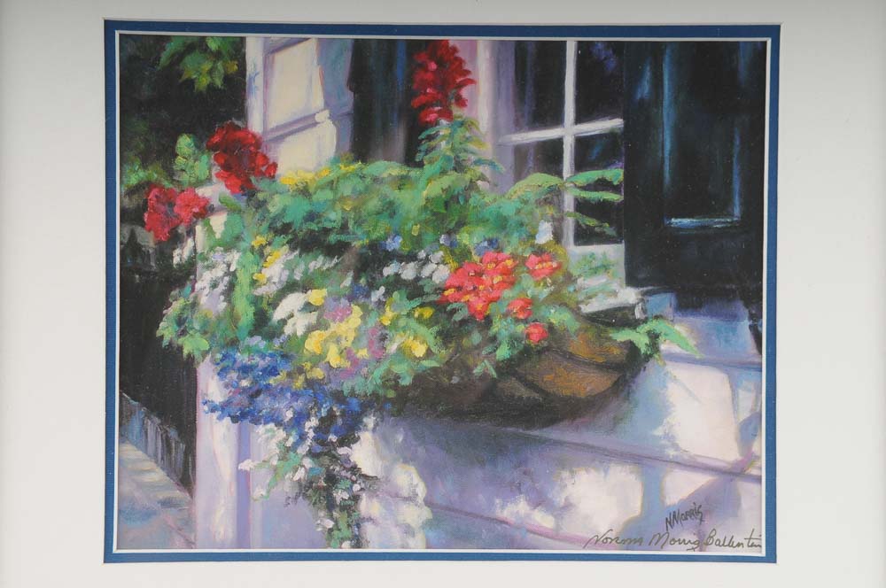 Framed Floral Lithograph by Norma M. Ballentine