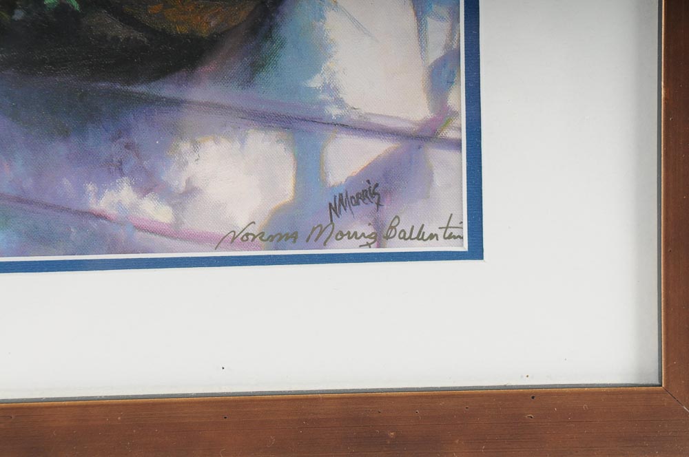 Framed Floral Lithograph by Norma M. Ballentine