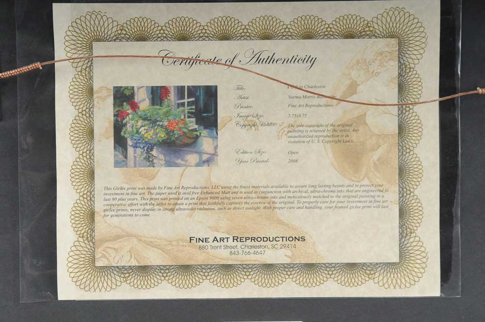 Framed Floral Lithograph by Norma M. Ballentine