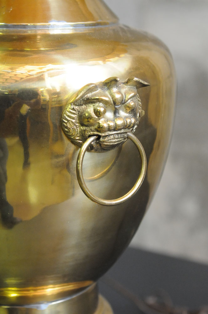 Brass Ginger Jar Foo Dog Lamp