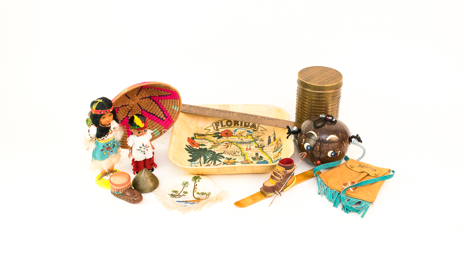 Antique Copper Ruler and other Vintage Travel Items