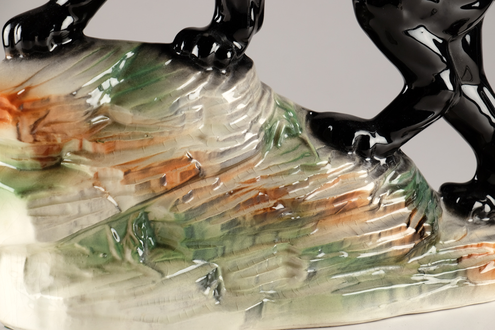 Circa 1950s Ceramic Black Panther TV Lamp