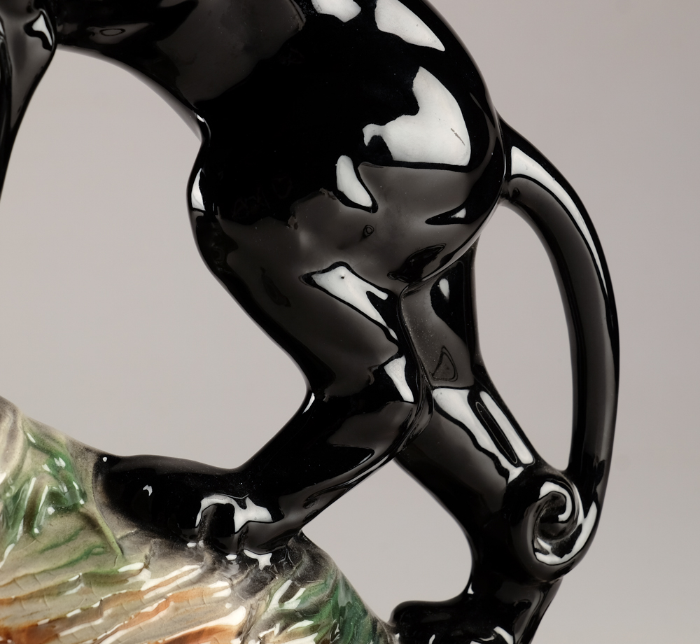 Circa 1950s Ceramic Black Panther TV Lamp