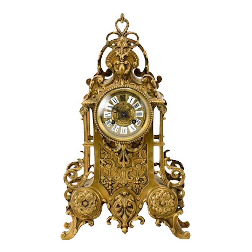 French Rococo-style French Garniture Clock