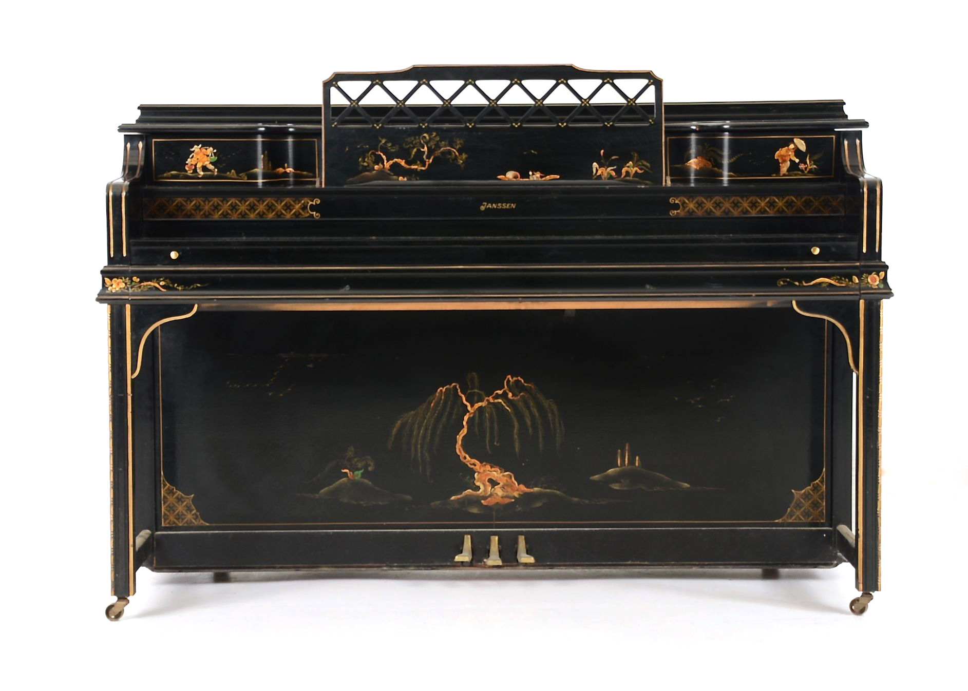 Janssen Upright Piano With Chinoiserie