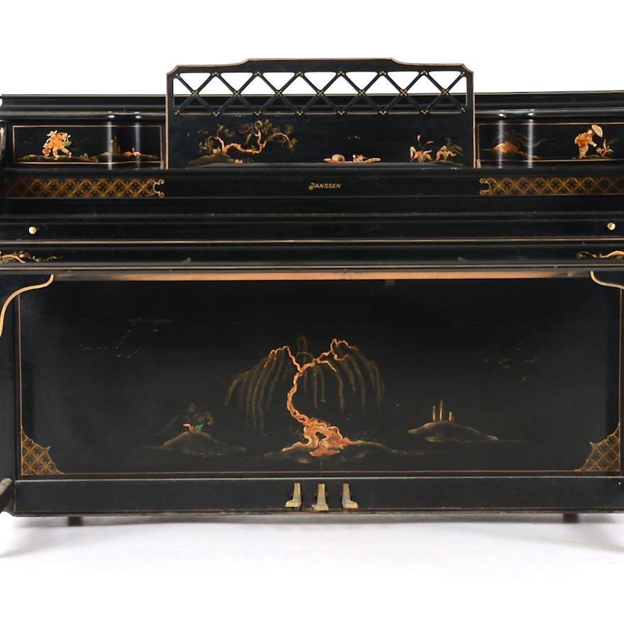 Janssen Upright Piano With Chinoiserie