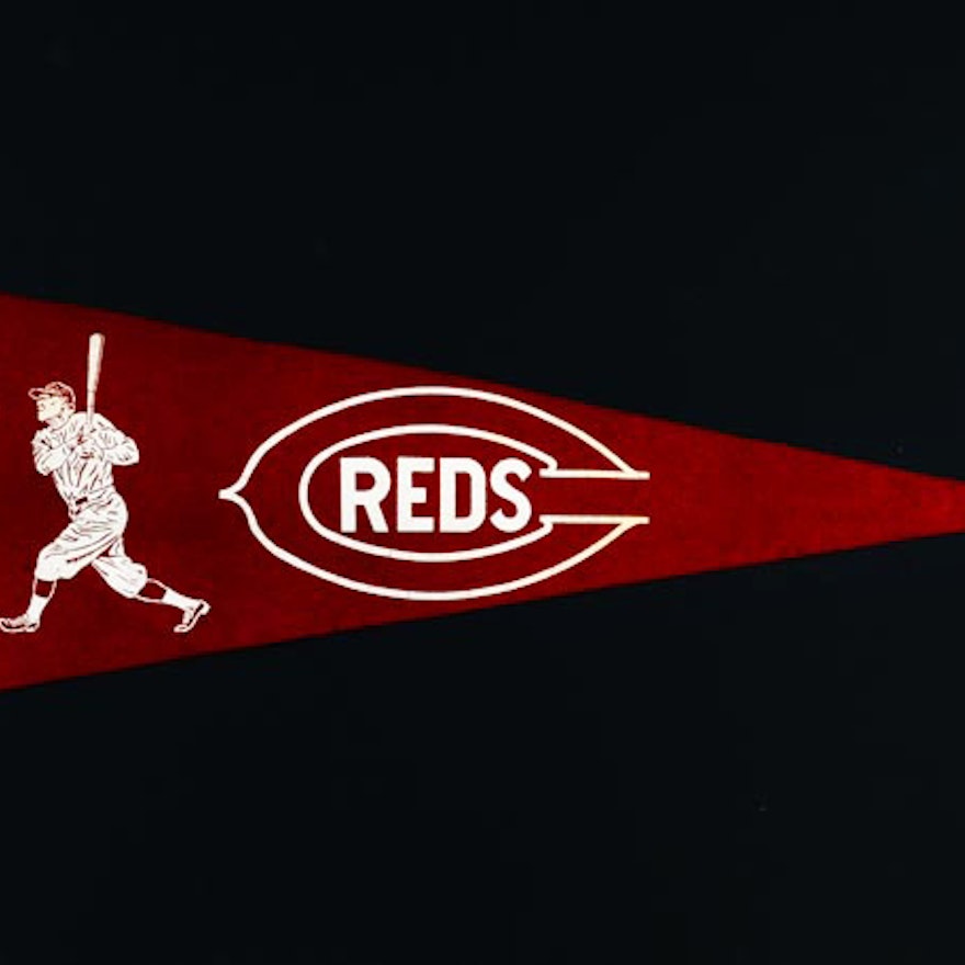 1940s Reds Pennant with Player Graphic