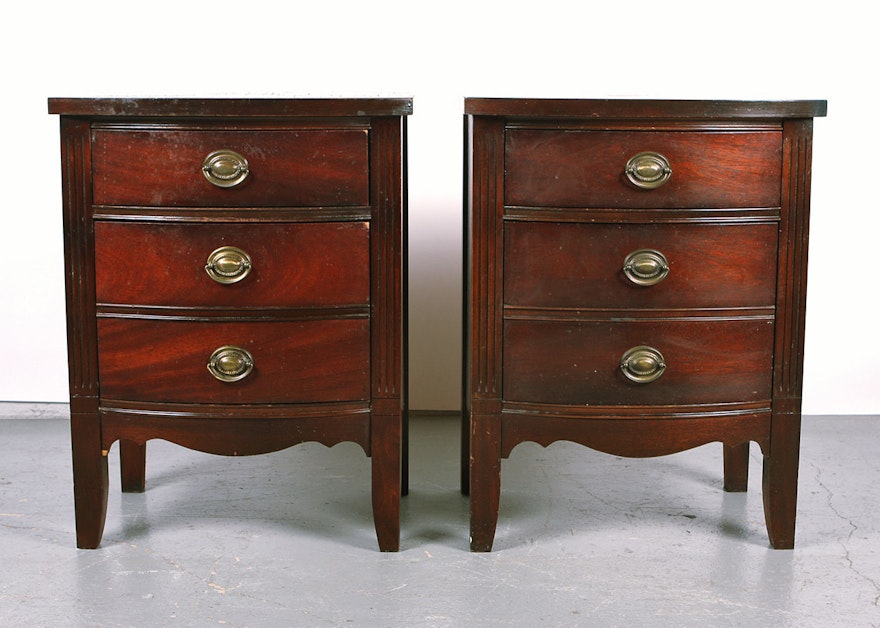 Mahogany Bow Front Nightstands