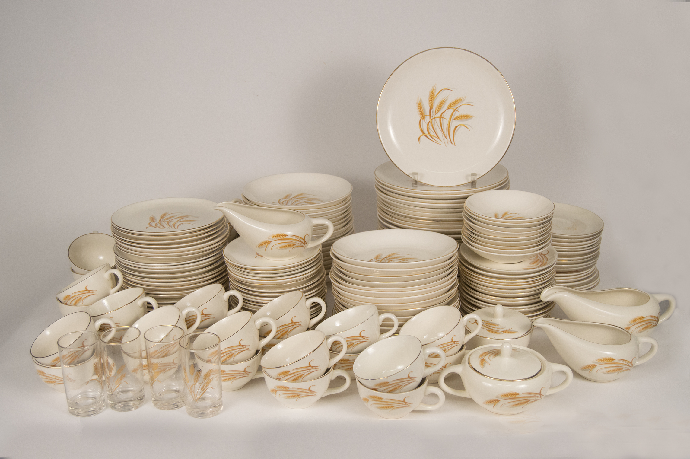 Vintage Set of Golden Wheat Dishes