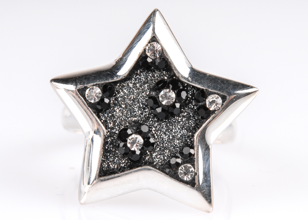 Sterling Silver Ring with Austrian Crystals.