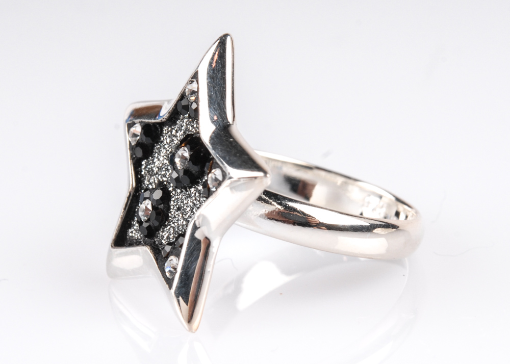 Sterling Silver Ring with Austrian Crystals.