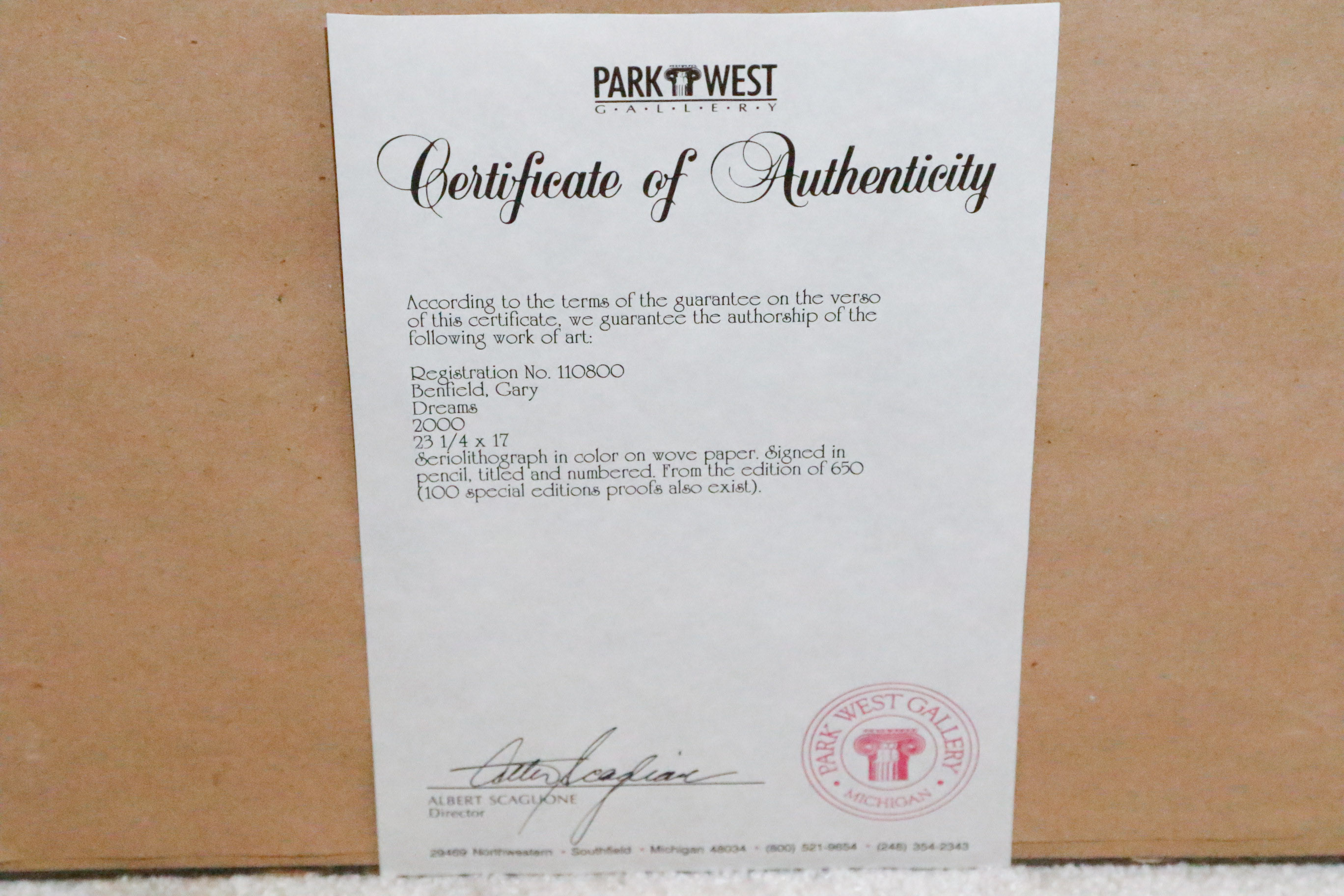 Signed Seriolithograph "Dreams" by Gary Benfield