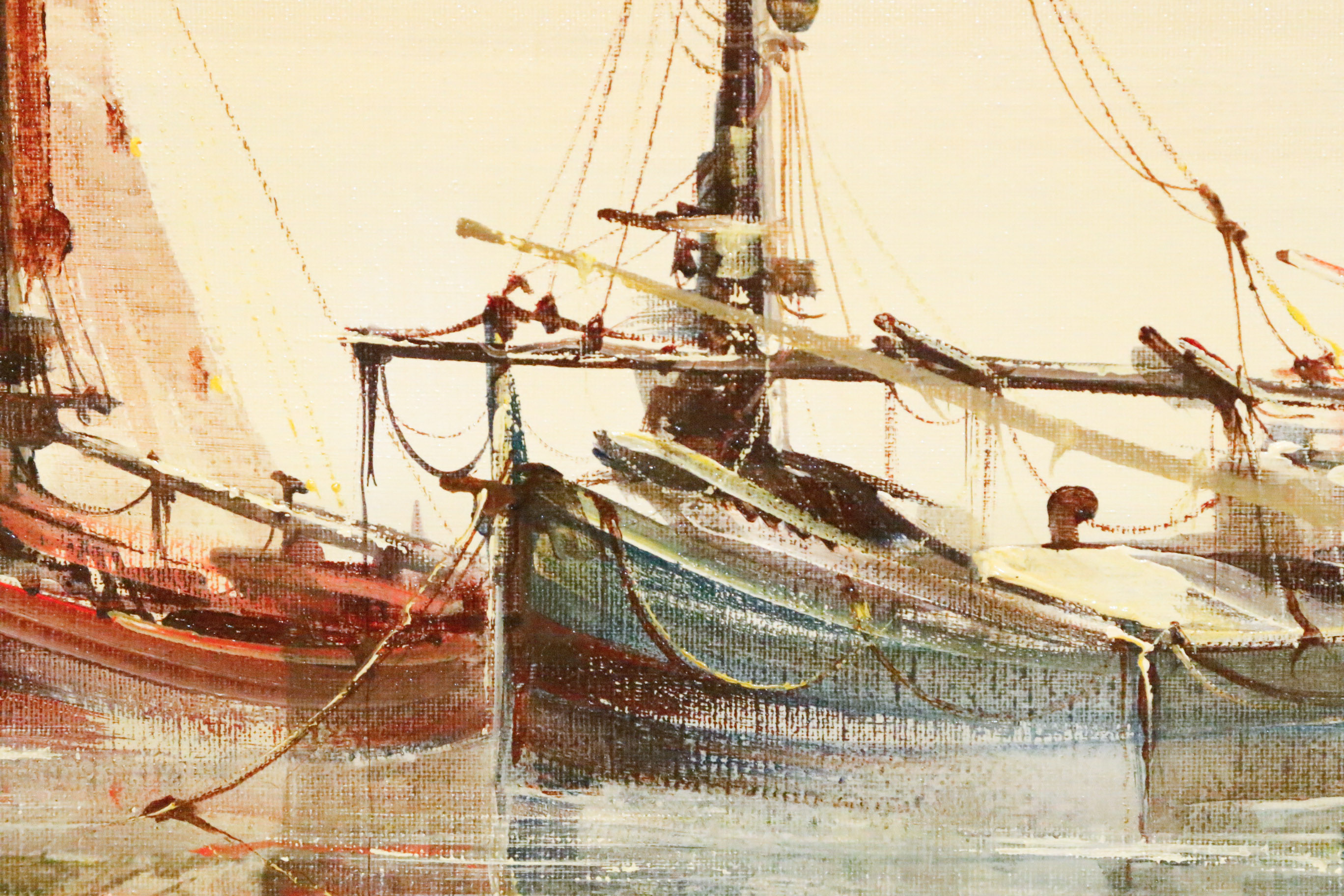 Original Jorge Aguilar-Agon Oil Painting of Ships