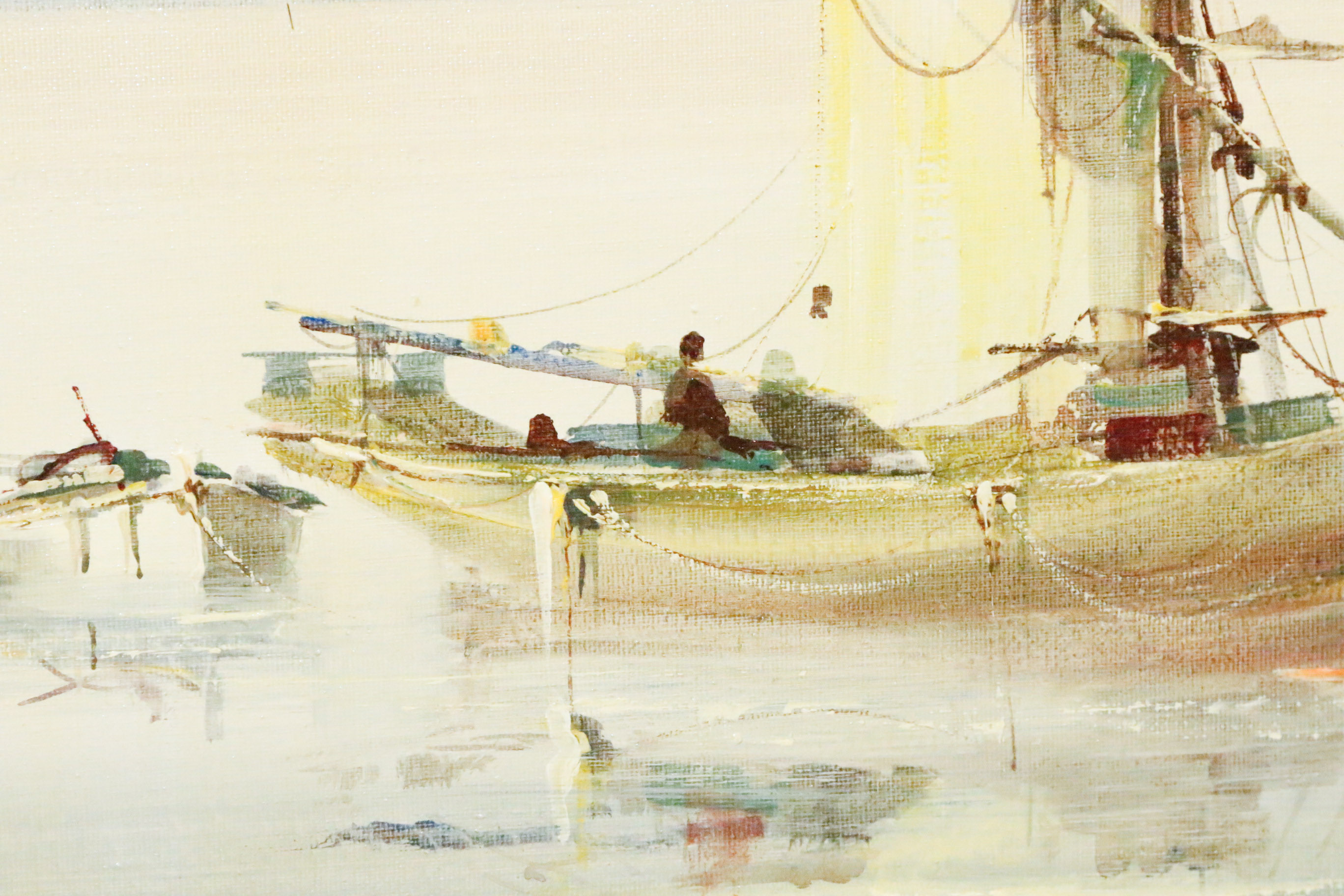 Original Jorge Aguilar-Agon Oil Painting of Ships