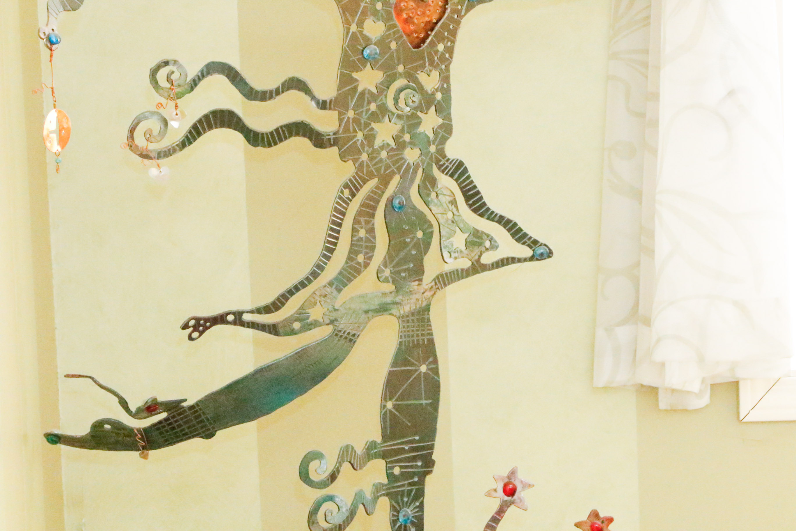 Original Edward Casagrande Metalwork Sculpture Female in Clouds