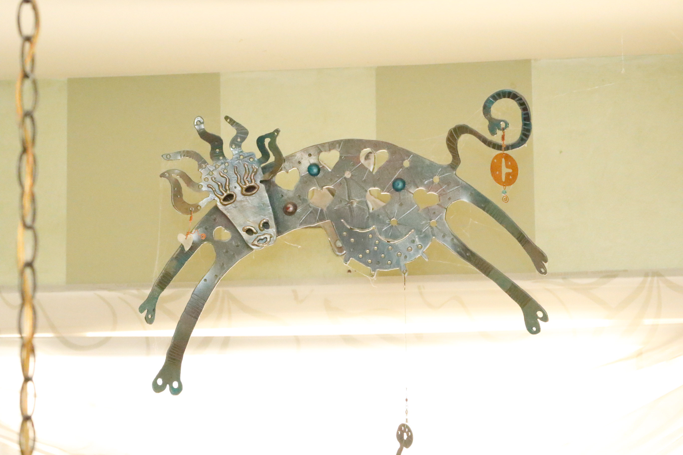 Original Edward Casagrande Metalwark Sculpture Cow Over the Moon