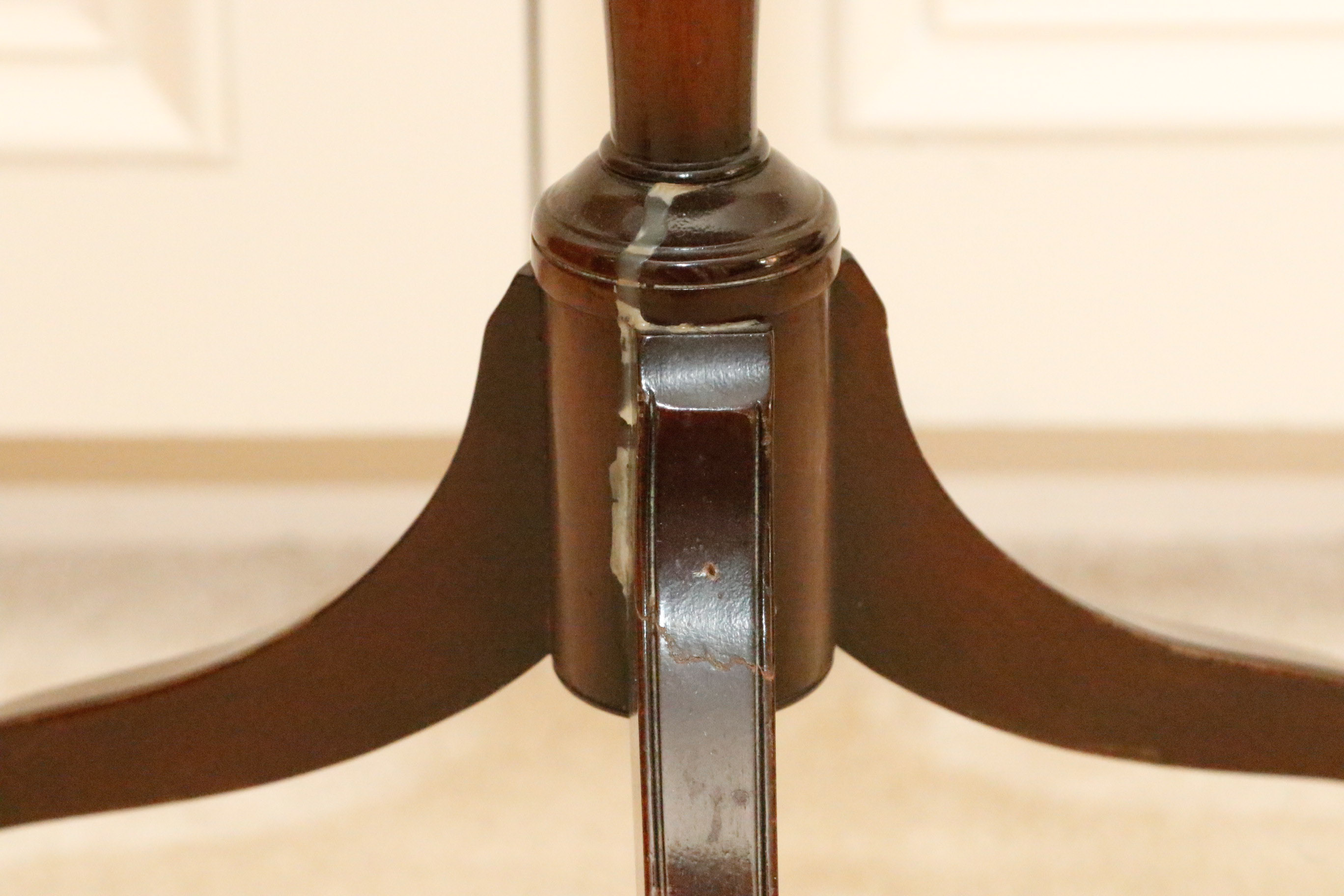 Mahogany Pedestal Side Table with Silver Plate Serving Tray