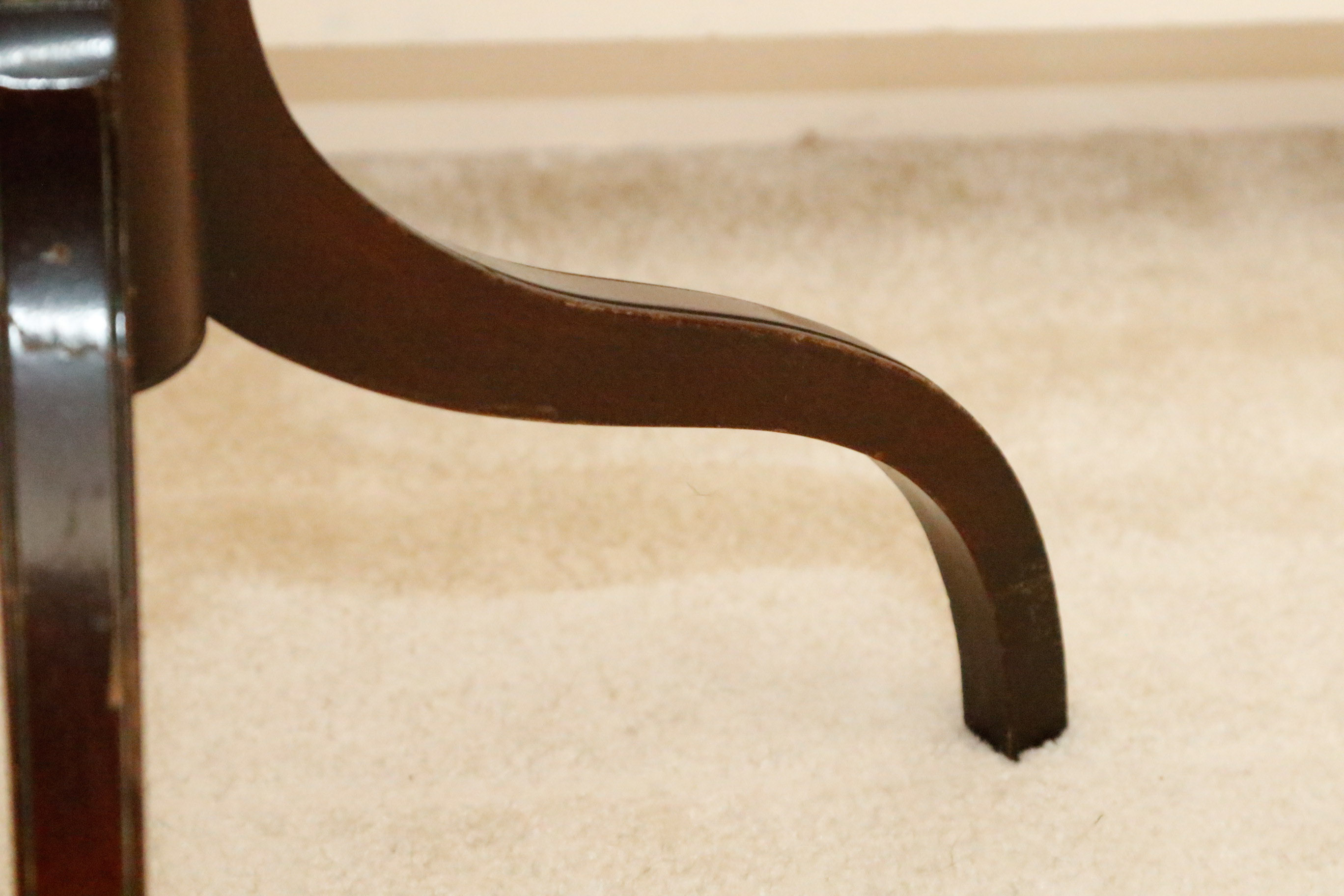 Mahogany Pedestal Side Table with Silver Plate Serving Tray