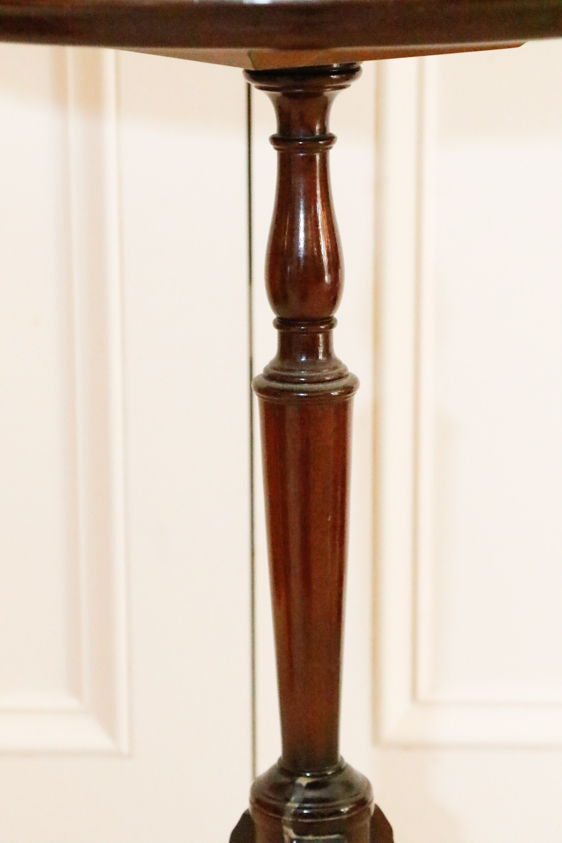 Mahogany Pedestal Side Table with Silver Plate Serving Tray