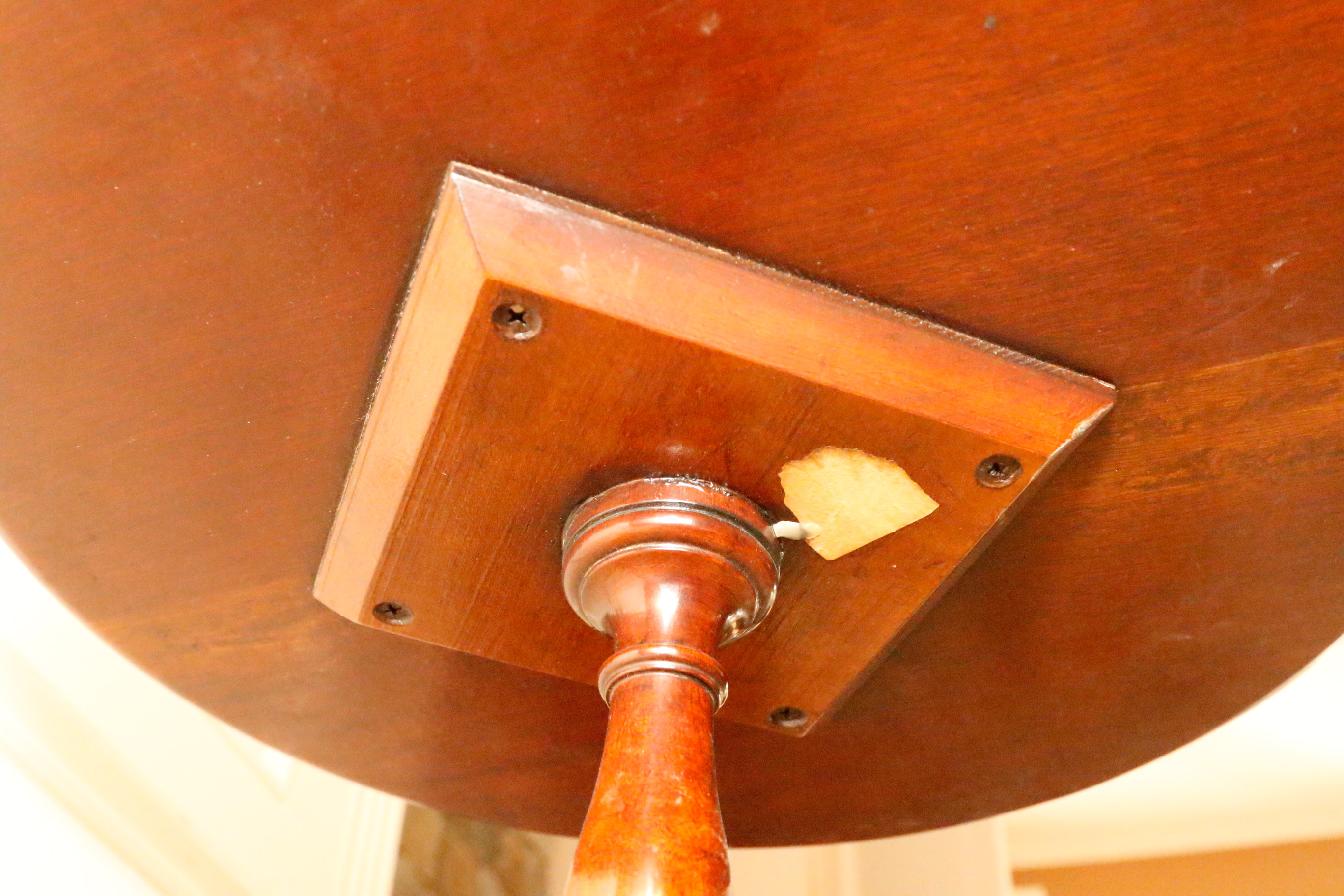 Mahogany Pedestal Side Table with Silver Plate Serving Tray