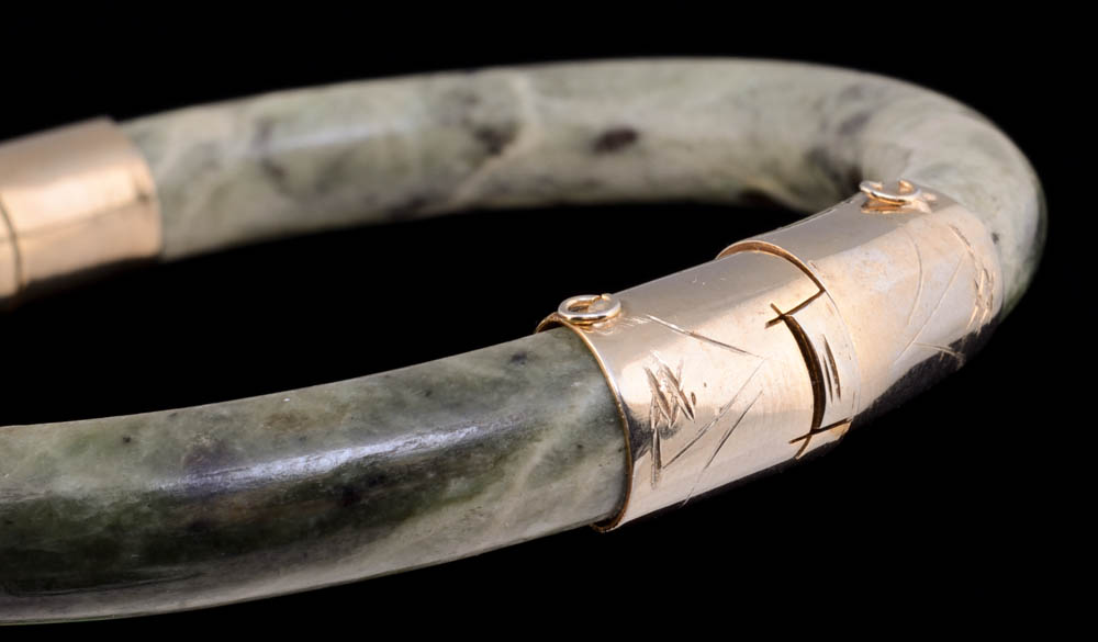 Dyed Green Onyx Necklace and Serpentine Bangle Bracelet