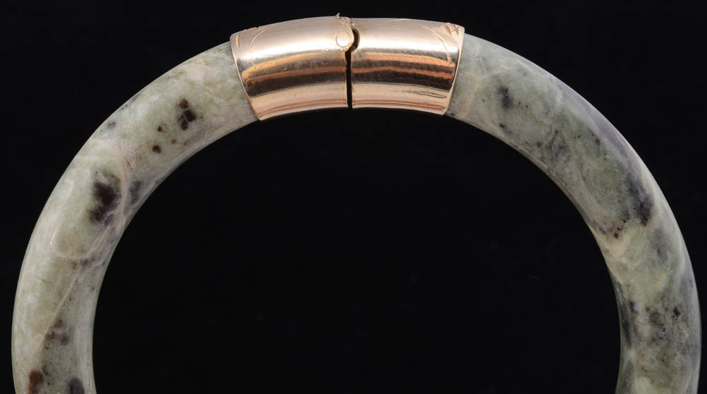 Dyed Green Onyx Necklace and Serpentine Bangle Bracelet