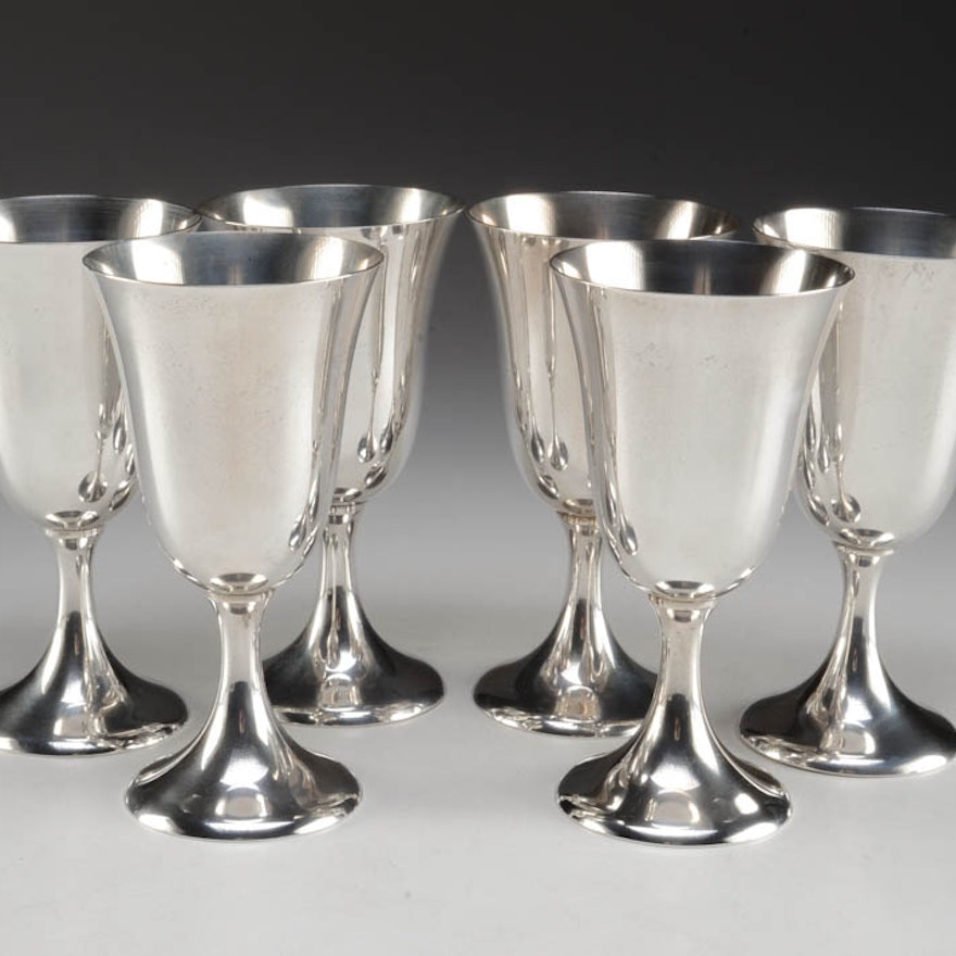 Set of Six Amston Sterling Silver Goblets