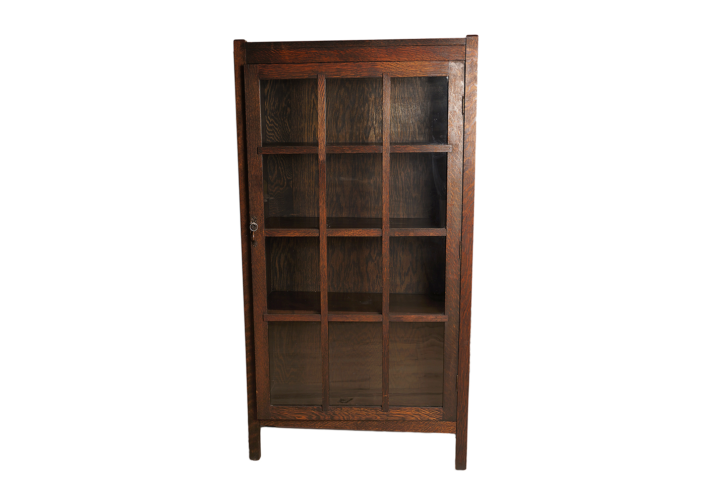 Oak Arts and Crafts Mission Style Single Door Bookcase