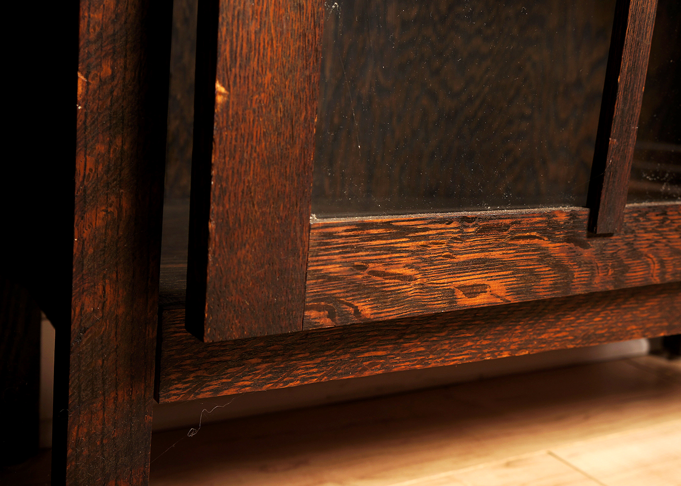 Oak Arts and Crafts Mission Style Single Door Bookcase