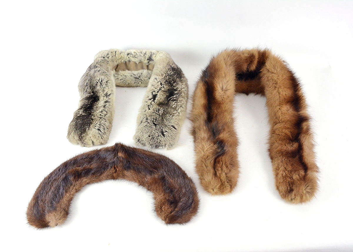 Golden Sable and Chinchilla Fur Scarves and Mink Peter Pan Collar