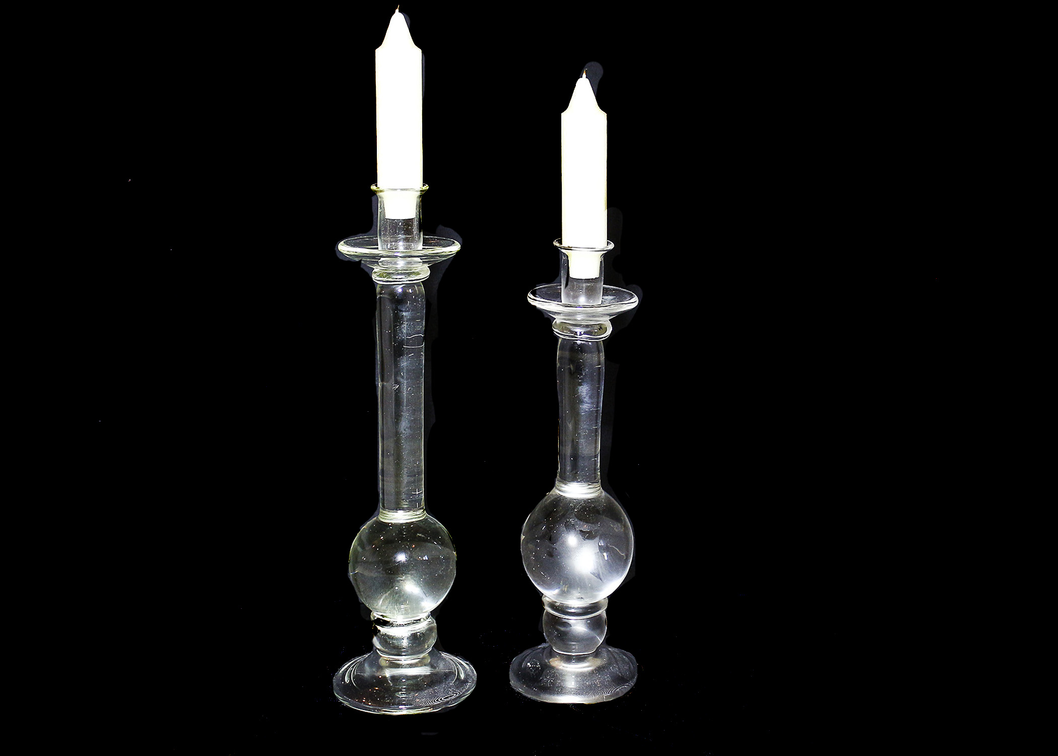 Glass and Lucite Modern Candlesticks