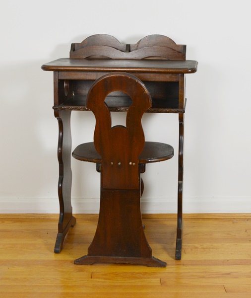 Davis-Birely Table Co. Walnut Telephone Desk and Chair