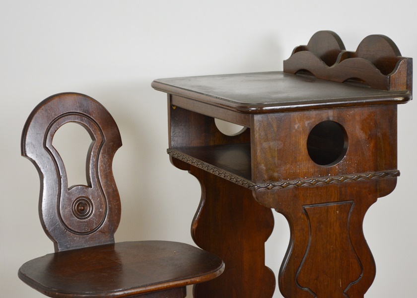 Davis-Birely Table Co. Walnut Telephone Desk and Chair
